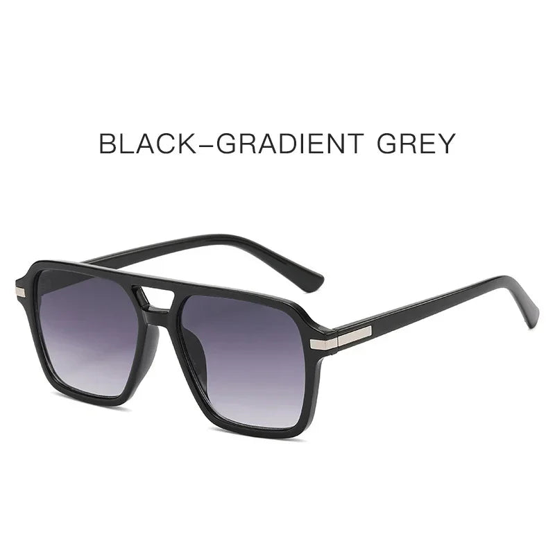 JNPCXI Vintage Double Bridges Square Sunglasses Men Gradient Lens Eyewear Shades Women Trending Sun Glasses UV400