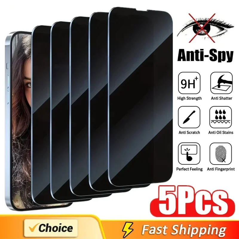 5Pcs Privacy Screen Protector for iPhone 16 15 14 13 12 11 Pro Max Mini XR XS