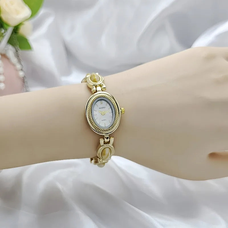 2025 Top Brand Luxury Oval Gold Women Watches Ladies Wrist Watches Bracelet Golden Female Clock Gift for Girlfriend Dropshipping