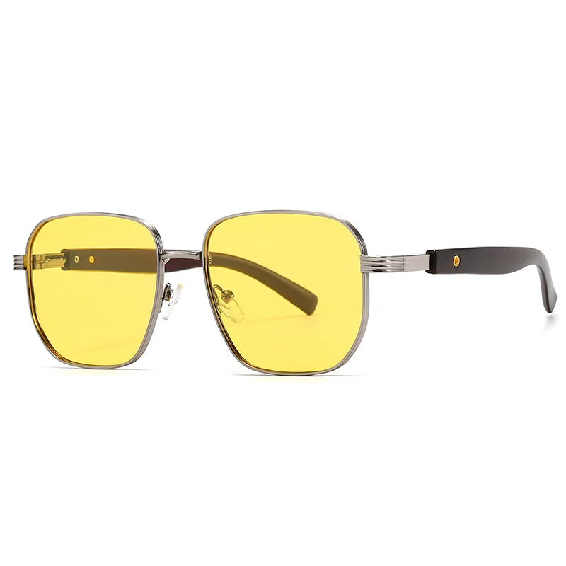 JNPCXI Polarized Fashion Square Sunglasses Men Retro Rivets Silver Blue Gradient Shades UV400 Women Sun Glasses