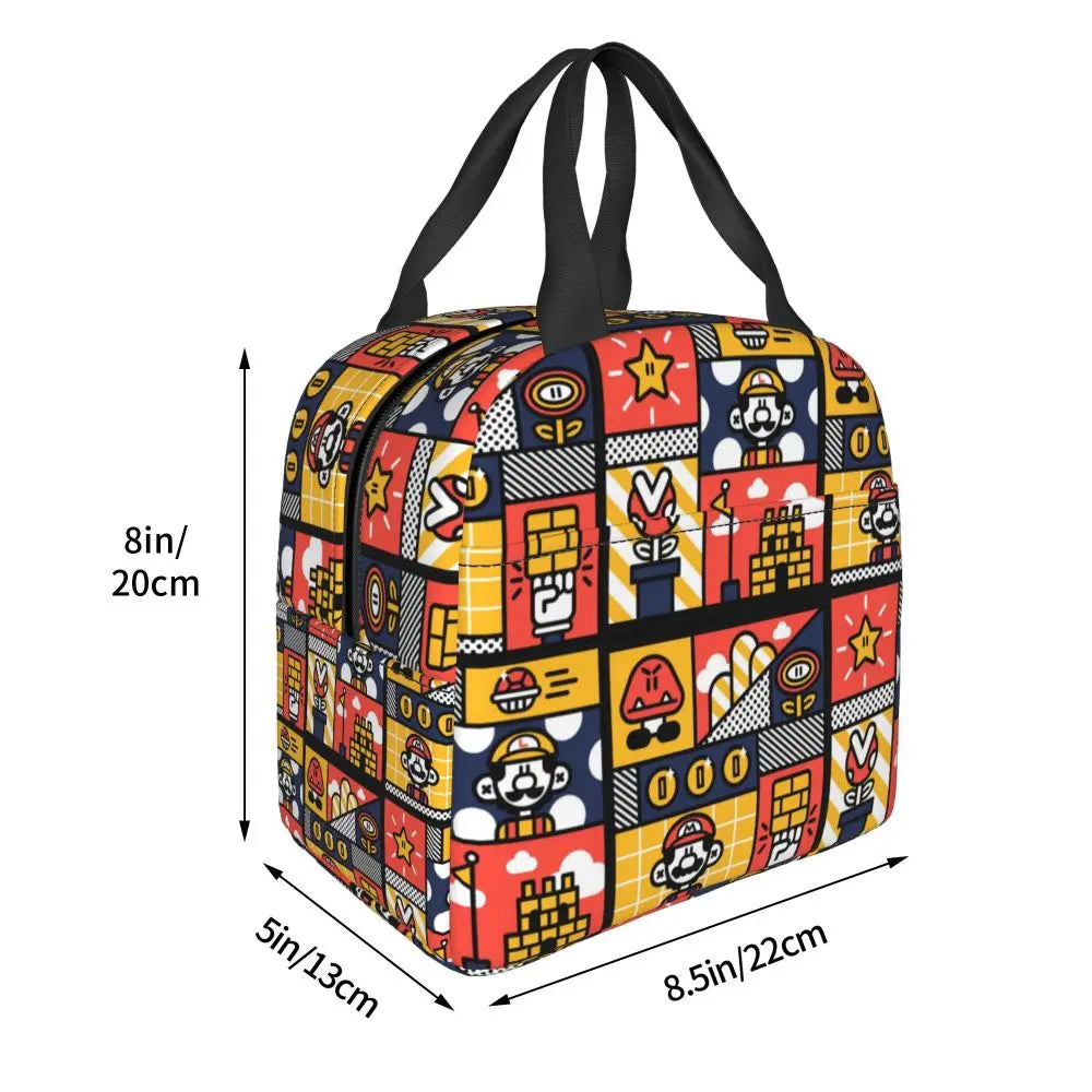 Custom Mario SuperBros Insulated Lunch Bag Reusable Thermal Cooler Lunch Box M16