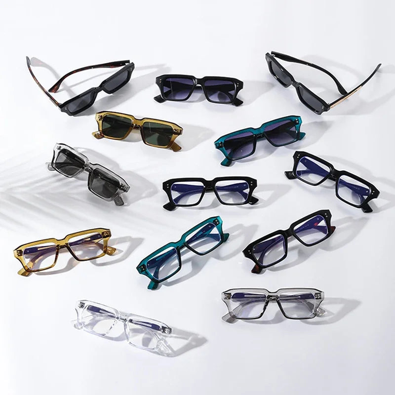 JNPCXI New Retro Square Sunglasses Women Gradient Leopard Shades UV400 Fashion Clear Lens Men Trending Rivets Frame