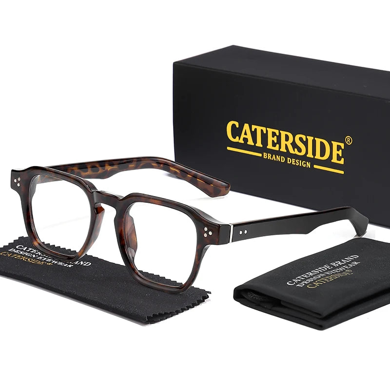 CATERSIDE Retro Square Glasses Men Anti Blue Light Core Insert Temple Computer Glasses for Women Luxury Brand Glasses Frame