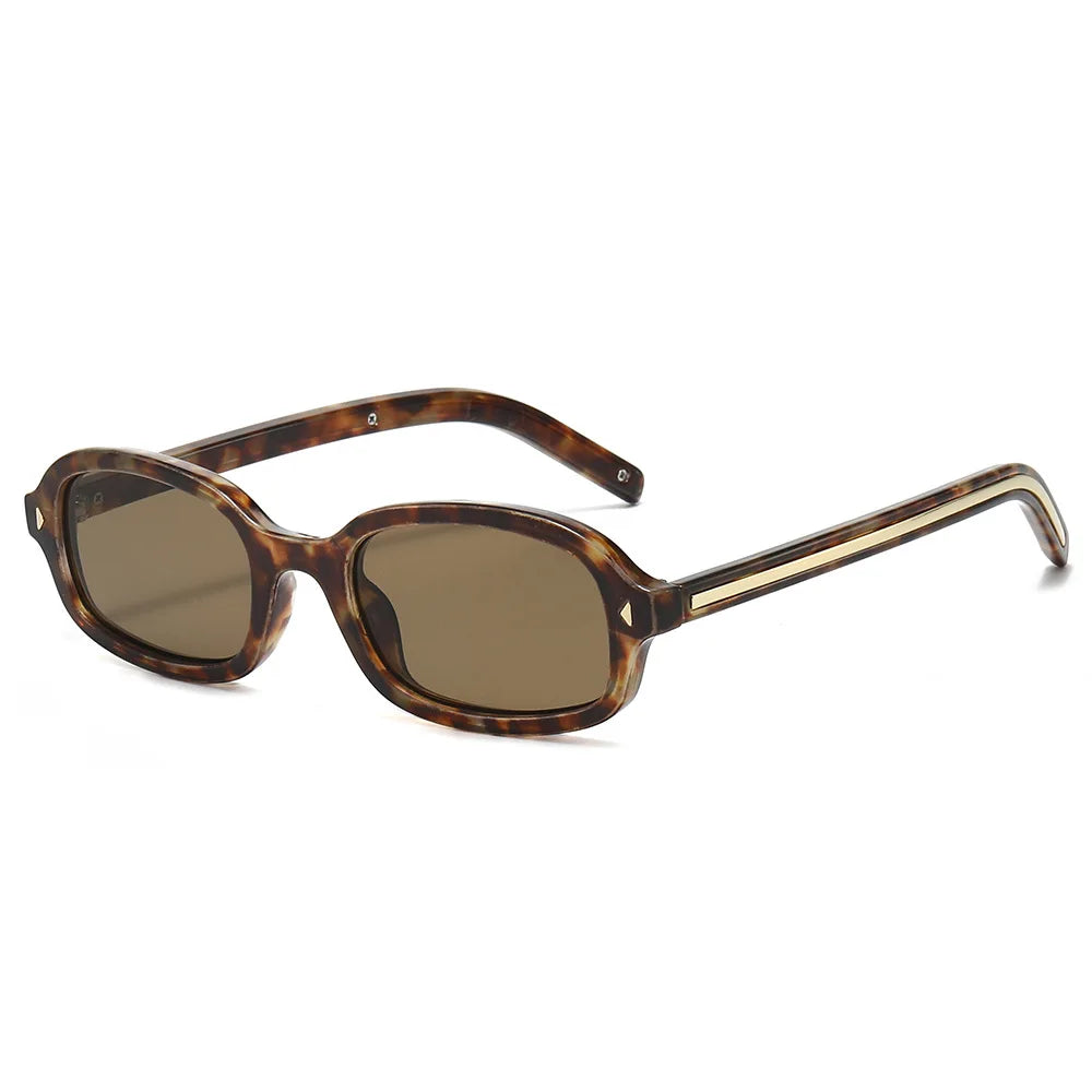 JNPCXI New Small Square Sunglasses Women Retro Leopard Tea Brand Designer Shades UV400 Men Rivets Punk Sun Glasses