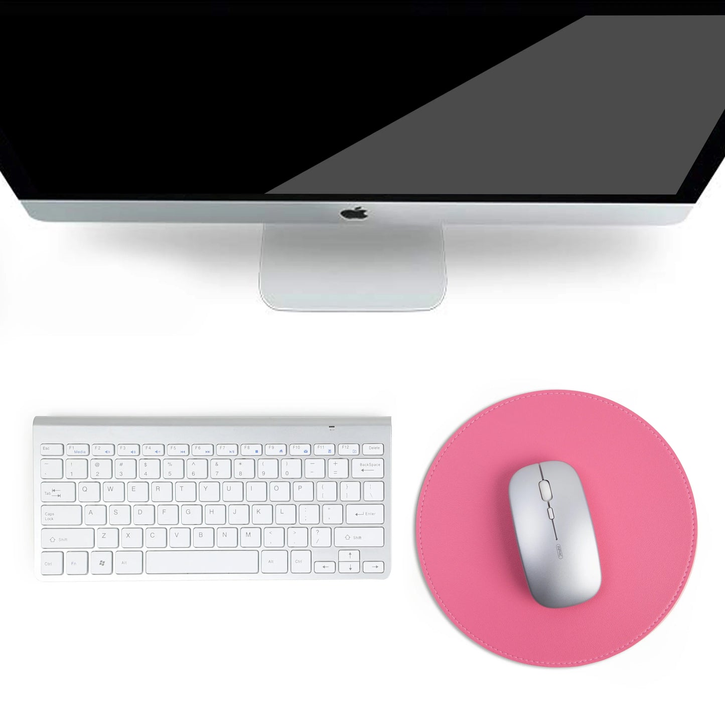 2Pack Round Mouse Pad，Leather Mouse Mat with Stitched Edge Micro-Fiber Base with Non-Slip Waterproof，Mouse Pad for Comput