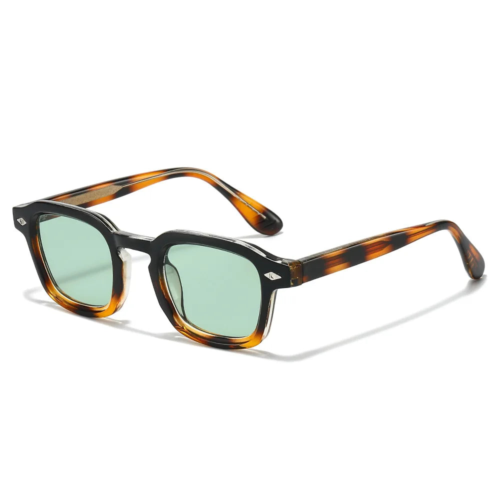 JNPCXI New TR90 Square Candy Color Women Sunglasses Retro Rivets Men Trending Tea Sun Glasses Shades UV400