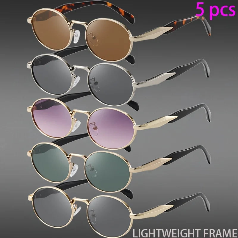 5PCS Cycling Oval Sunglasses Women Men Steampunk Sports Rice Nail Design Sun Glasses Fashion Eyewear Vintage Eyeglasses