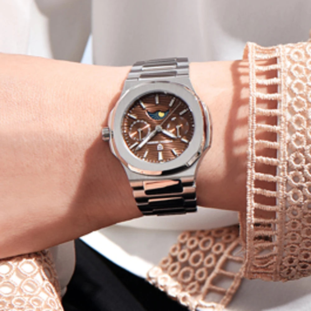 PAGANI Luxury Quartz Watches Men Multifunction Chronograph Auto Moon Phase Watch