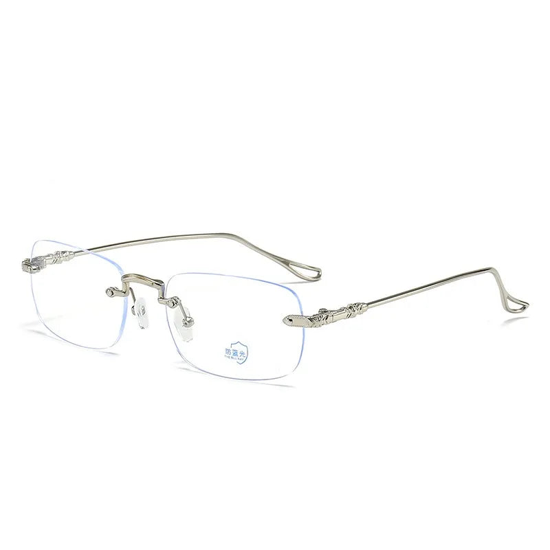 retro metal rimless frame glasses frame men's and women's ultralight anti-blue light flat mirror