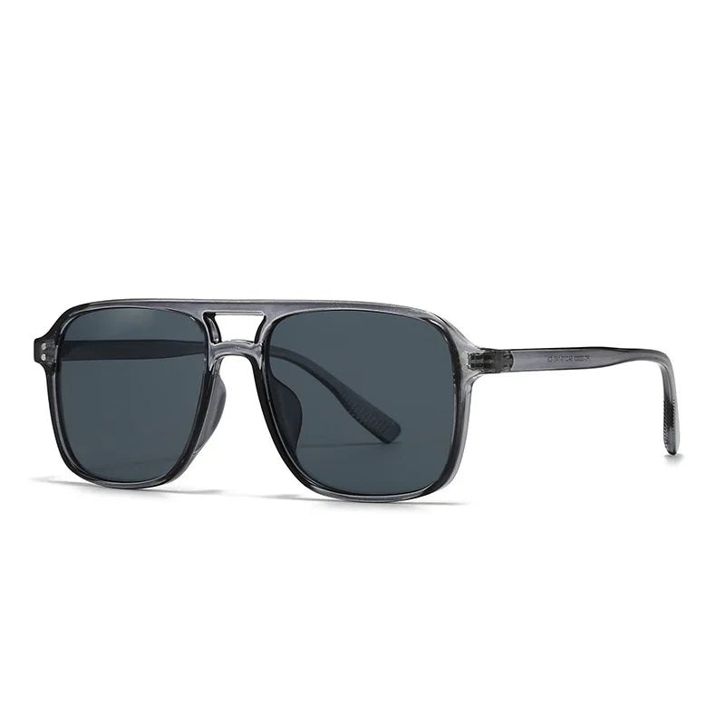JNPCXI Retro Double Bridges Square Men Rivets Sunglasses Fashion Women Black Yellow Shades UV400 Sun Glasses