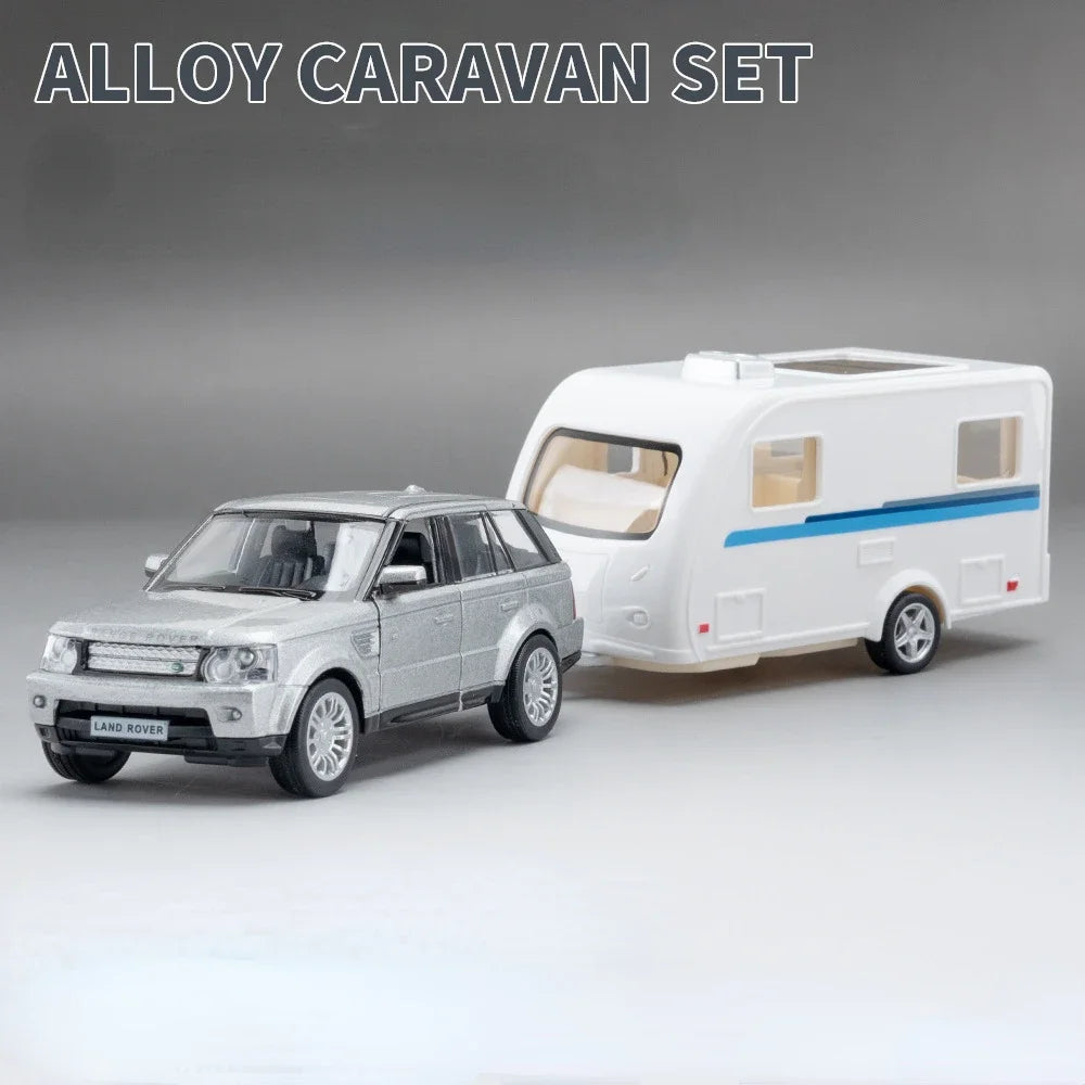 1/36 Car Toys Model  Land Rover Defender Range Rover F150 Alloy Diecast Mounted RV Doors Opened Rubber Tires Vehicles Kids Gifts