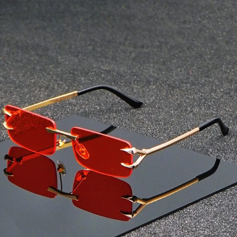 Men's and Women's Casual Square Frameless Metal Fashion Glasses Are Suitable for Both Casual and Formal Occasions