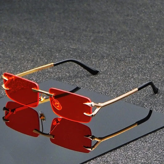 Men's and Women's Casual Square Frameless Metal Fashion Glasses Are Suitable for Both Casual and Formal Occasions