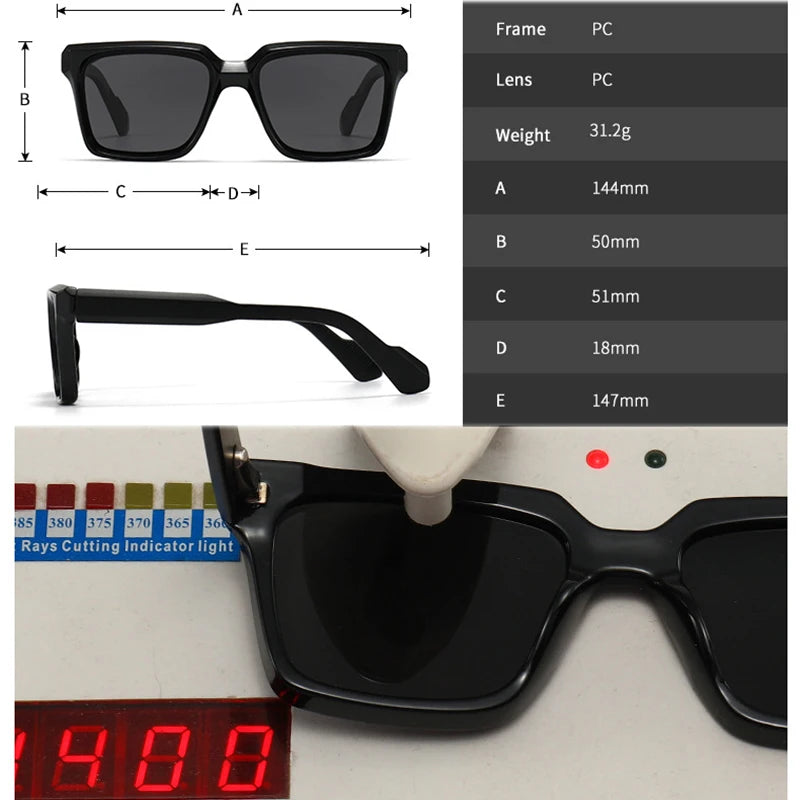 JNPCXI New Fashion Square Sunglasses for Men and Women Trendy Polarized Sun Glasses Shades UV400