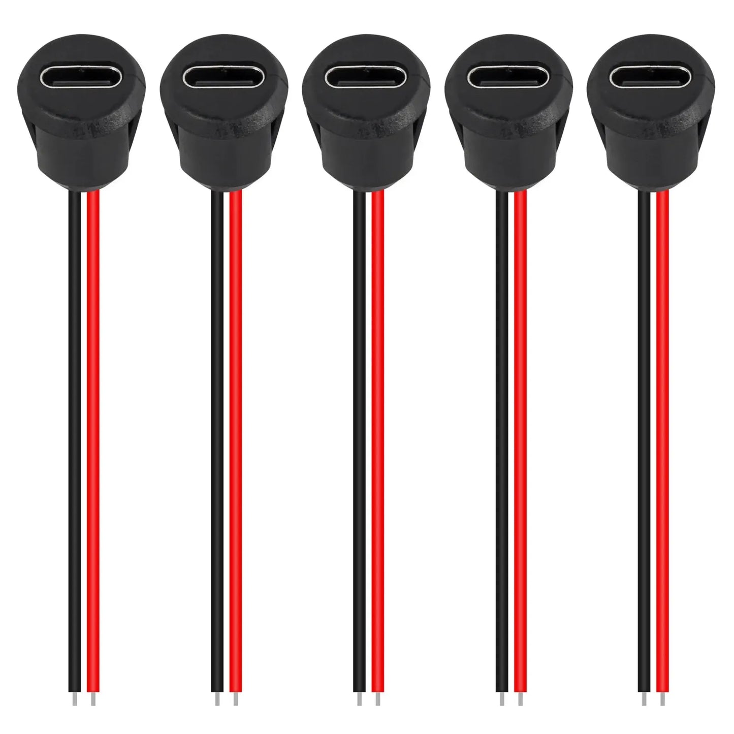 5pcs Type-C Female 2Pin USB Connector Type-C Waterproof with Female Socket Fast Charging Jack Charging Port USB-C Charger Plug