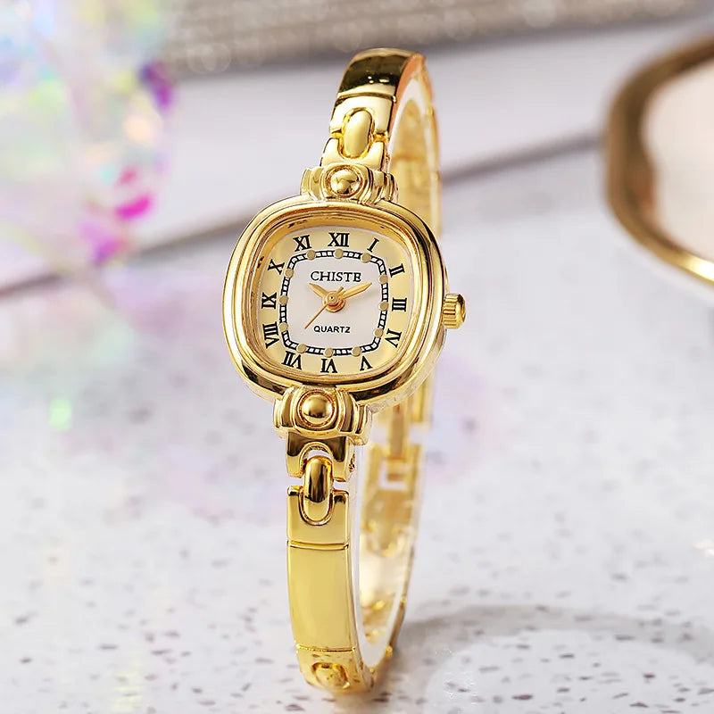 Fashion Women's Square Quartz Watches Gold Fine Strap Bracelet Wristwatch Girls Clock Gifts Relojes Female Clock Dropshipping