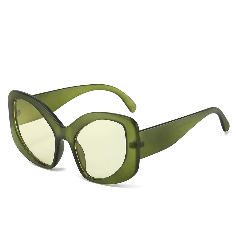 JNPCXI Fashion Oversized Cat Eye Women Sunglasses Shades UV400 Retro Men Matte Orange Candy Color Sun Glasses