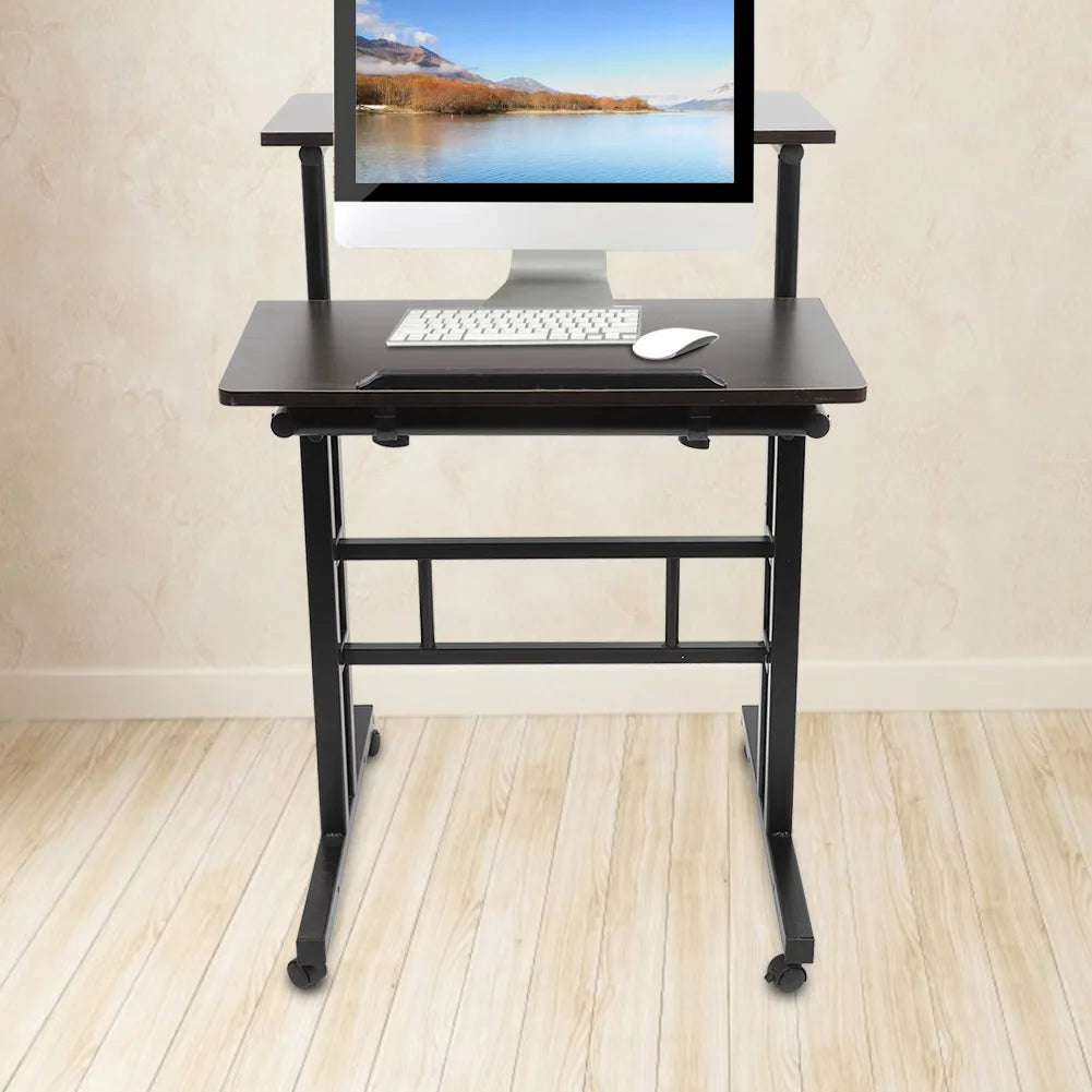 Standing Desk 60cm Adjustable Height Laptop Desk Computer Standing W/ Rollers