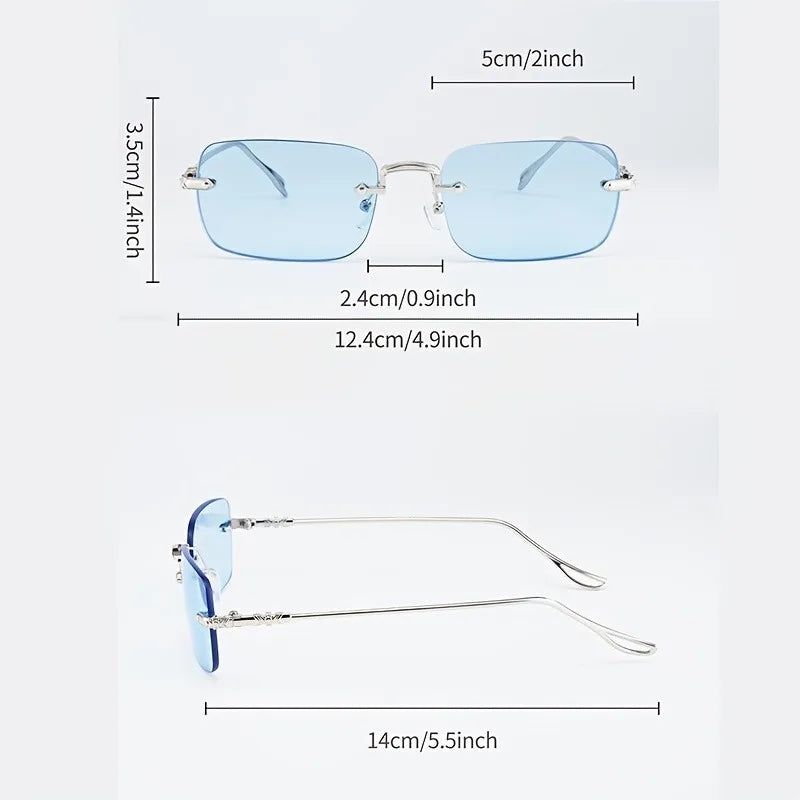 Men's Metal Frameless Sunglasses Square Frameless Sunglasses Retro Metal Sunglasses Trendy Street Photography Street Style