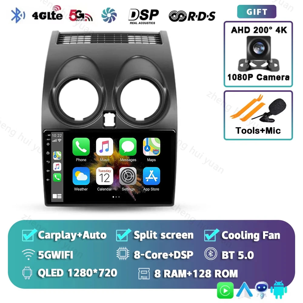 Android 15 For Nissan Qashqai 1 J10 2006 - 2013 2K QLED CarPlay Auto Car Radio Multimedia Video Player GPS stereo Head Unit 4G