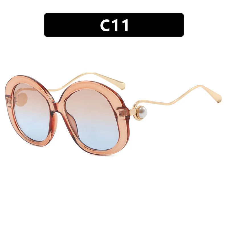 JNPCXI Vintage Round Women Luxury Sunglasses Fashion Pearl Design Glasses Frames UV400 Female Spectacles Frame