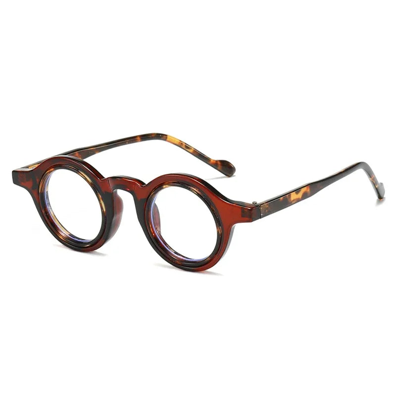 JNPCXI New Fashion Small Round Double Color Women Leopard Glasses Frame Retro Punk Men Clear Lens Eyewear