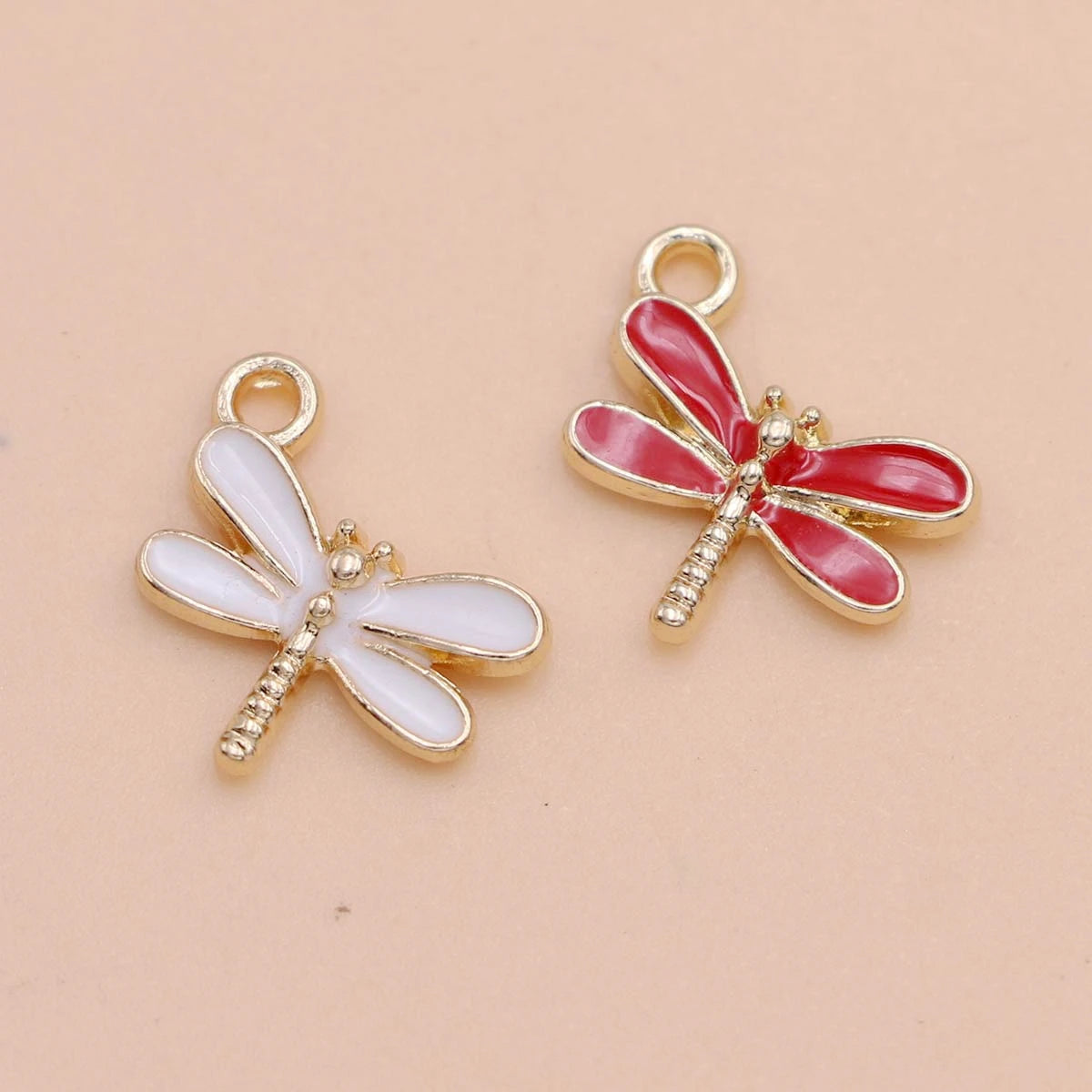 10Pcs Gold Plated Enamel Dragonfly Charms Pendant for Jewelry Making Earrings Bracelet Necklace Accessories DIY Craft Findings
