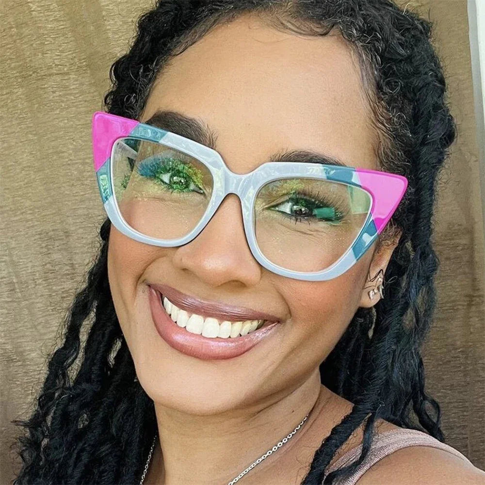 JNPCXI Fashion Cat Eye Anti Blue Light Women Glasses Frame Color Trending Clear Lens Reading Computer Female Eyewear