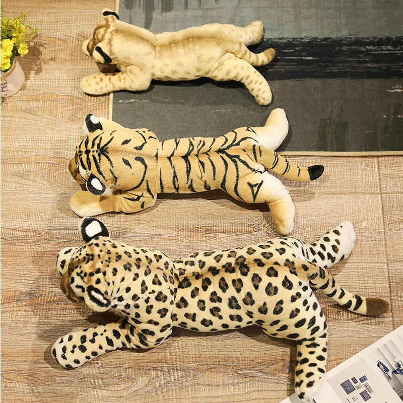 Lifelike Soft Stuffed Animals Lying Tiger Plush Toys Simulation Catamount Little Lion Leopard Doll Cute Gifts