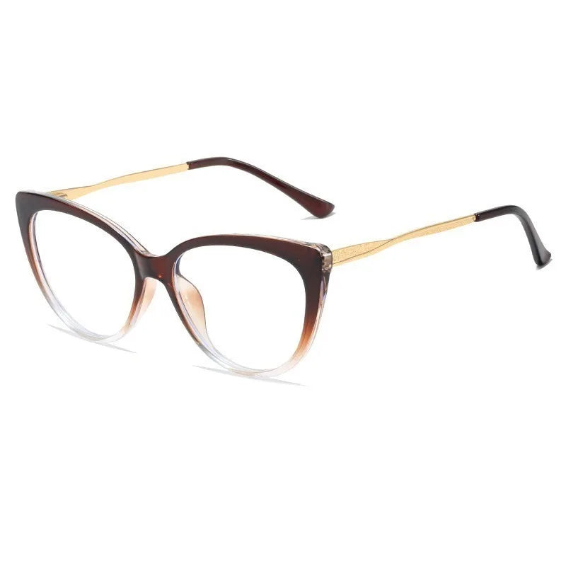 Metal Blue Light Blocking Lens Cat Eye Eyeglasses for Women Men Outdoor Fashion Eyewear