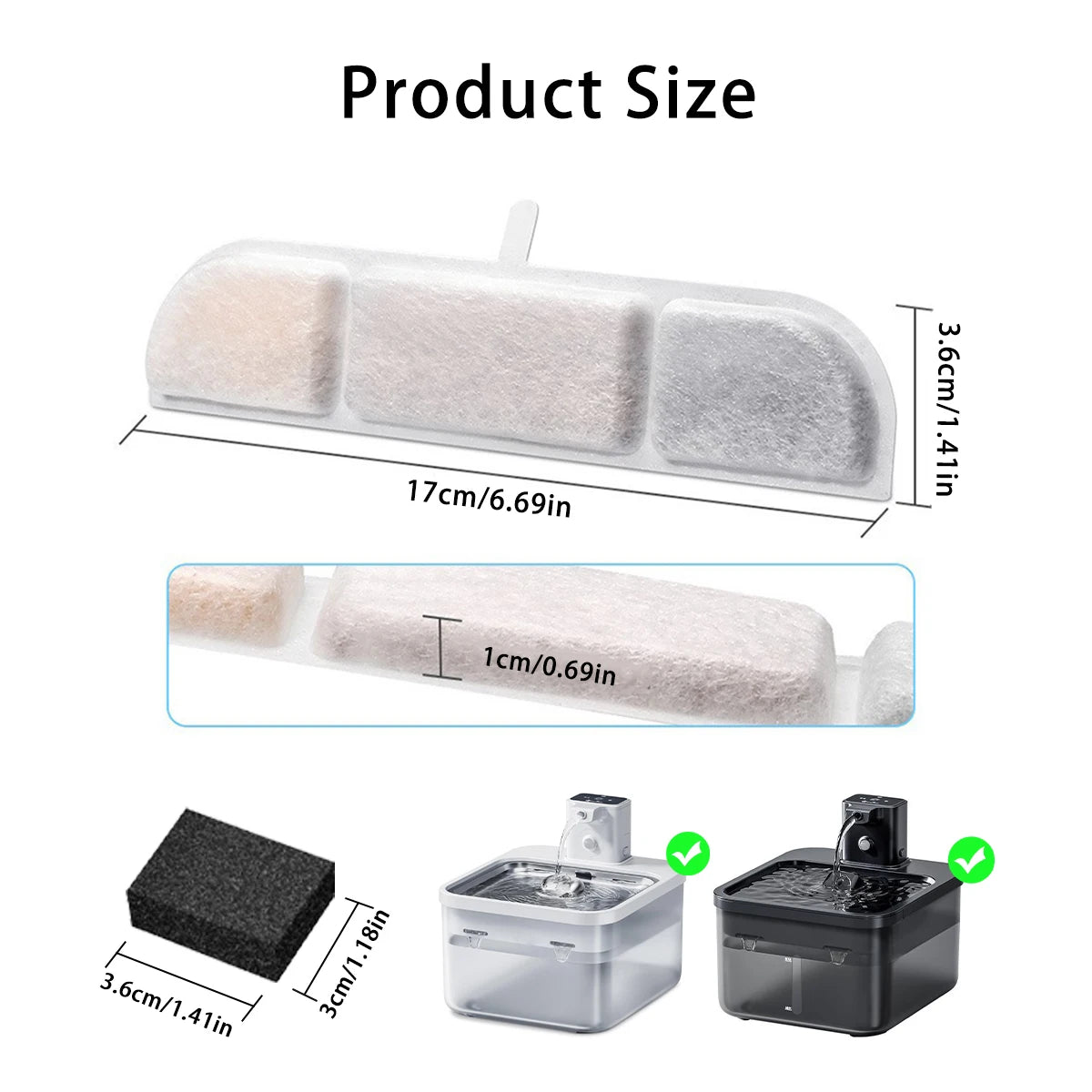 6/8/12/14/16PCS Activated Carbon Replacement Filters Pet Auto Drinking Fountain