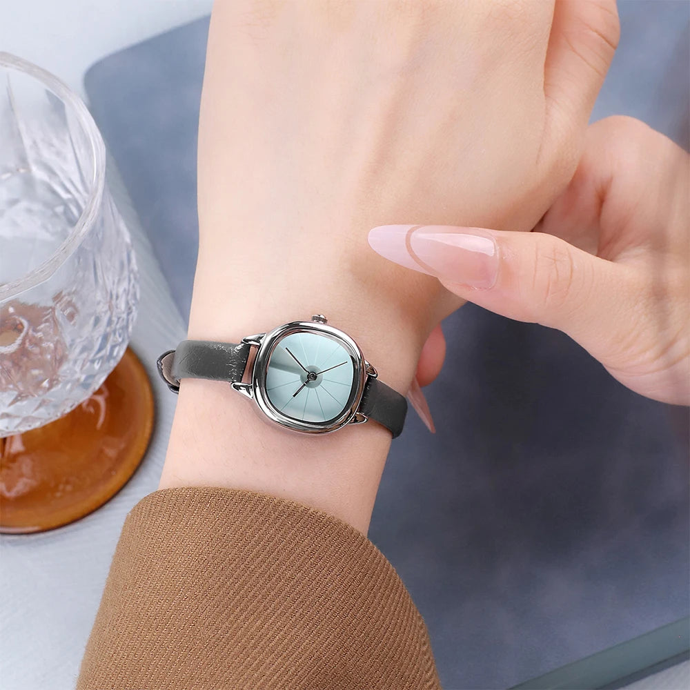 GEDI Vintage Watch Woman Fashion Microfiber Leather Strap Quartz Watches Waterproof Elegant Temperament Niche Women Gifts