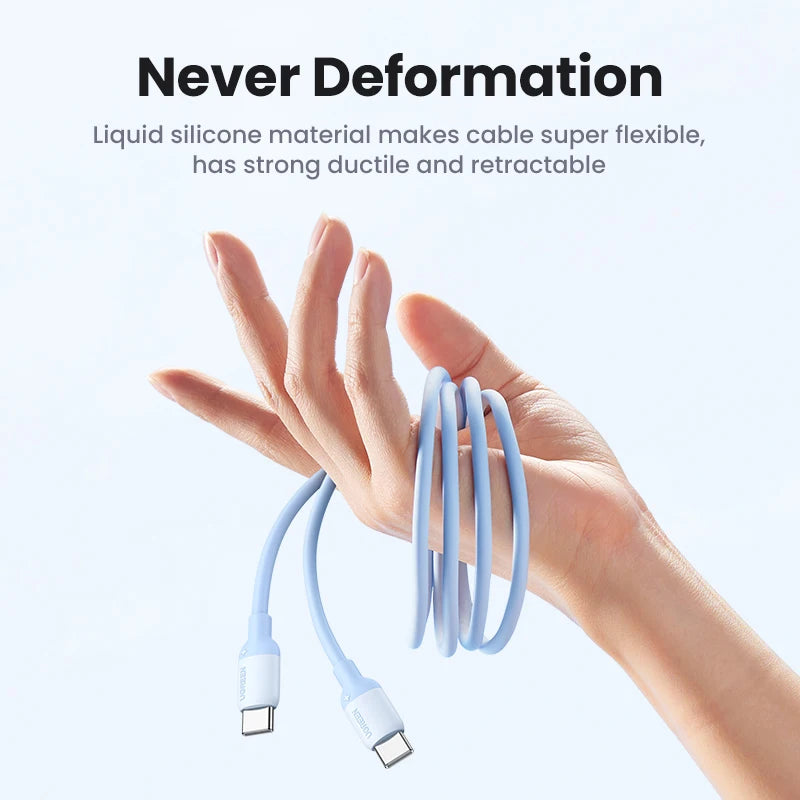 UGREEN 60W USB C To Type C Cable For iPhone 17 16 15 Fast Charging Cable For Macbook Xiaomi Samsung Liquid Silicone USB Cable