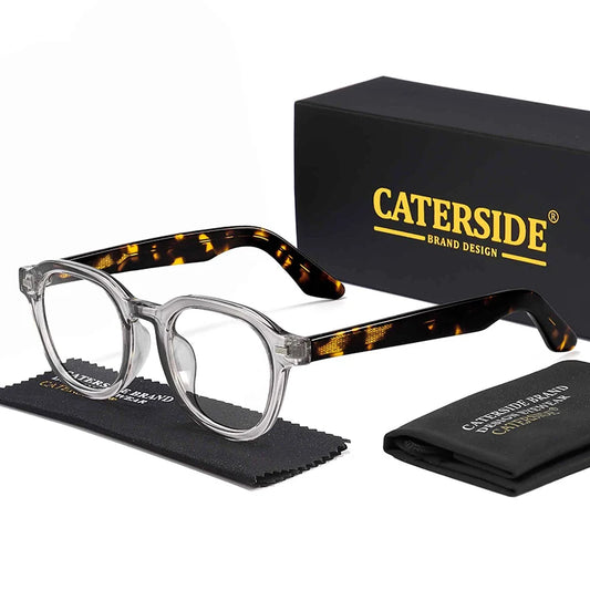 CATERSIDE Simple Men's Eyeglass Frame High-Quality Acetate Temple Tips Glasses Women's Anti Blue Light Optical Eyeglass Frame