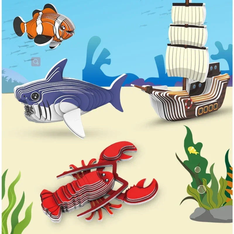 3D Jigsaw Puzzles for Kids Jurassic World Dinosaur Educational Toys Paper Animal Puzzle Cartoon Model Toys Children's Day Gift