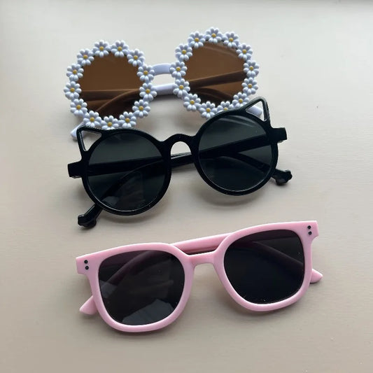 3PCS Girls UV400 Sunglasses Boys Sun Glasses Kids TR90 Eyeglasses Frame Children Camping Sunscreen Anti Glare Shade Eyewear