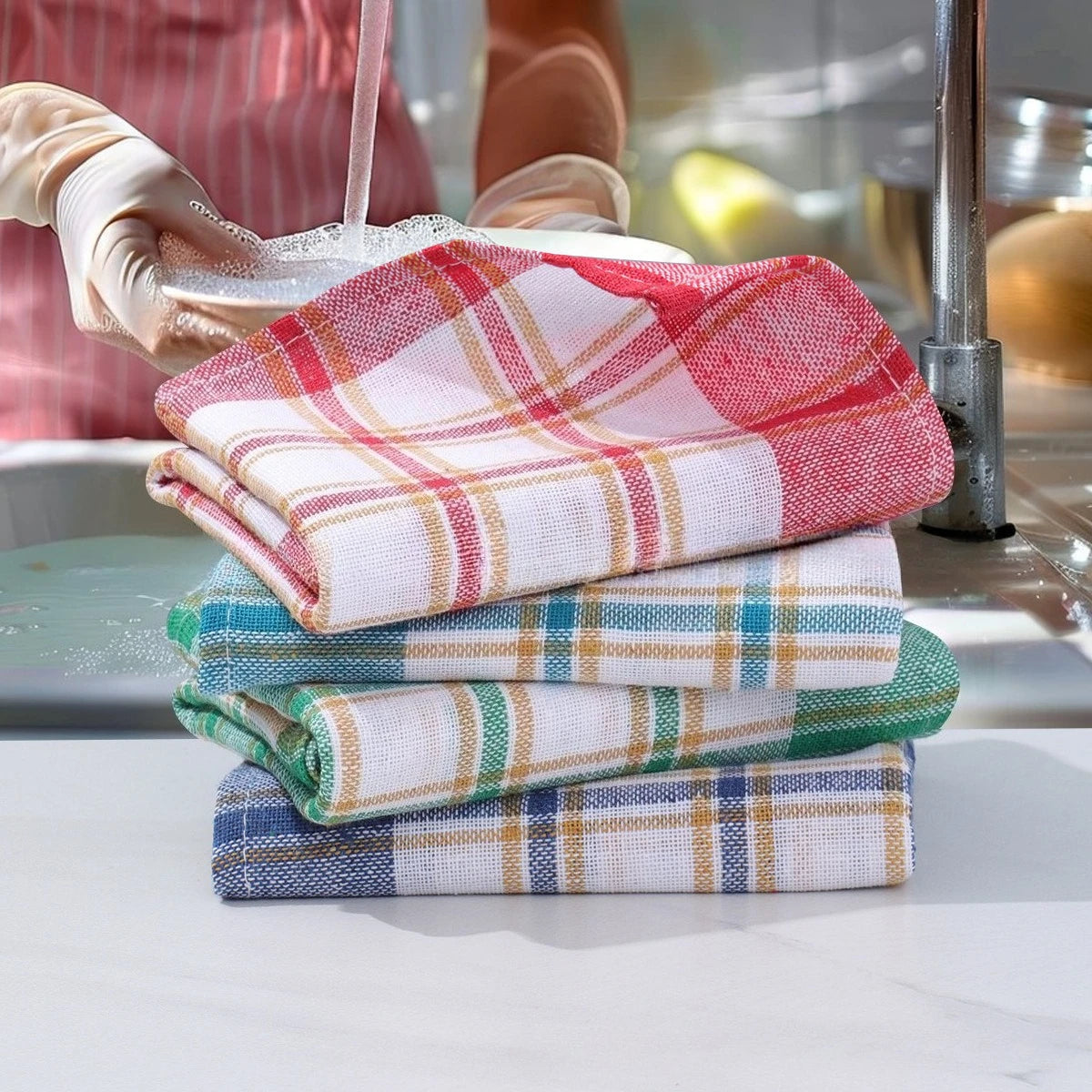2/5/10pcs Kitchen Cleaning Cloths - Reusable Multi-Purpose Dish Towels, Tea Towels & Grid Cleaning Rags (Random Color)