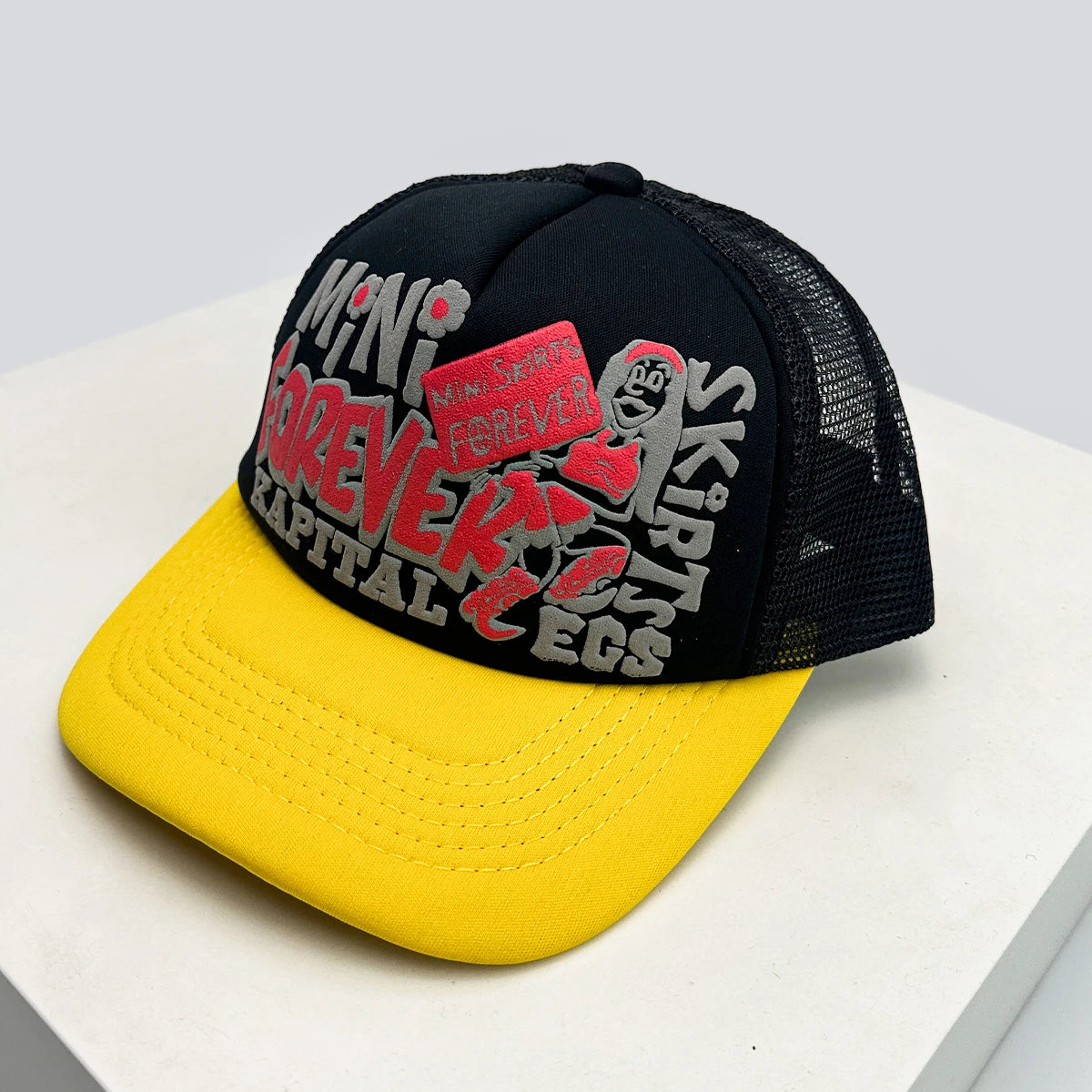 New Unisex American Style Graffiti Printed Letters Baseball Hats Sunshade Color Block Breathable Hip-hop Trucker Caps Versatile