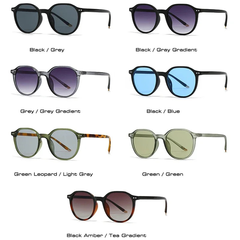 JNPCXI Fashion Round Sunglasses Women Vintage Rivets Punk Men Ins Popular Shades Gradient Sun Glasses UV400