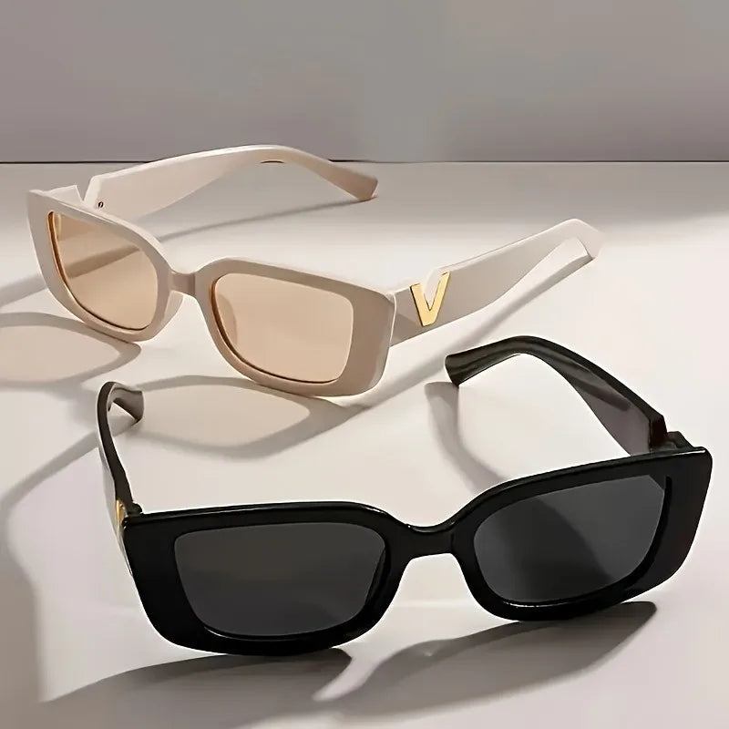 2 Pairs of Y2K Retro Black V-shaped Frame Glasses Suitable for Wearing Day and Night Ideal Gifts for Music Festivals Daily Life