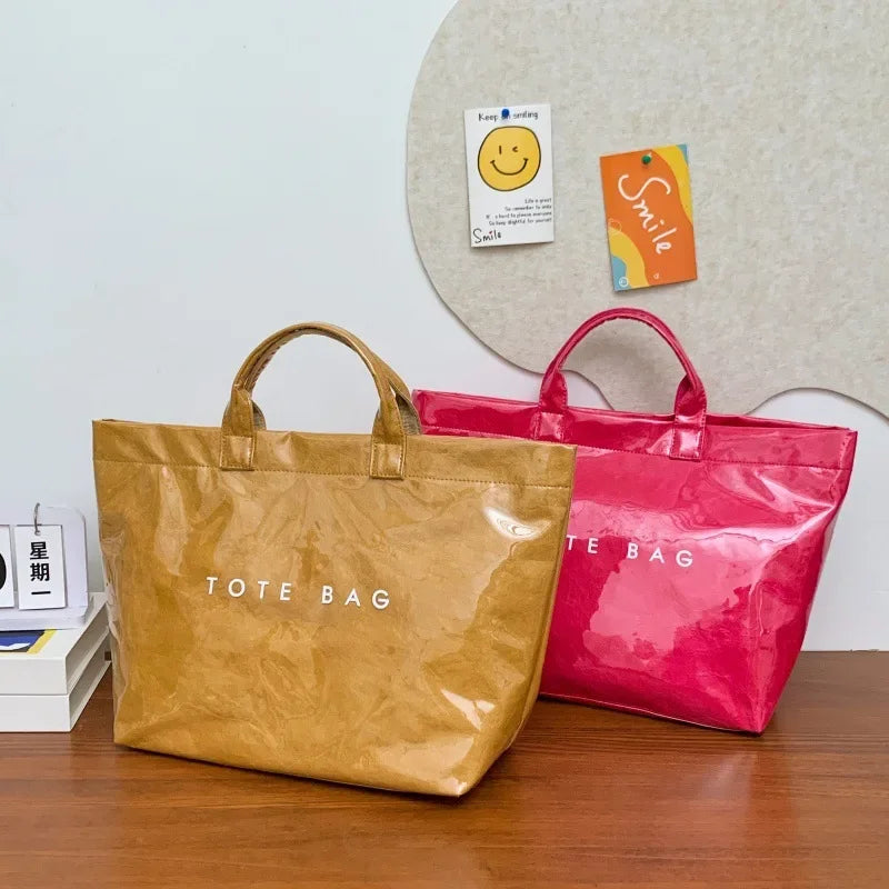 INS Popular Letter Prints Women's Tote Bags Large Capacity Transparent Jelly Bag PVC Waterproof Shopping Bag Designer Handbags