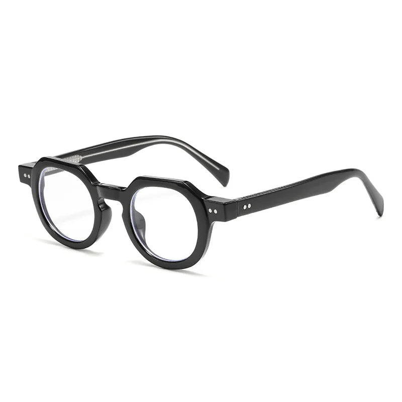 JNPCXI New Retro Rivets Round Sunglasses Women Shades Fashion Clear Lens Frame Men Punk Tea Sun Glasses UV400