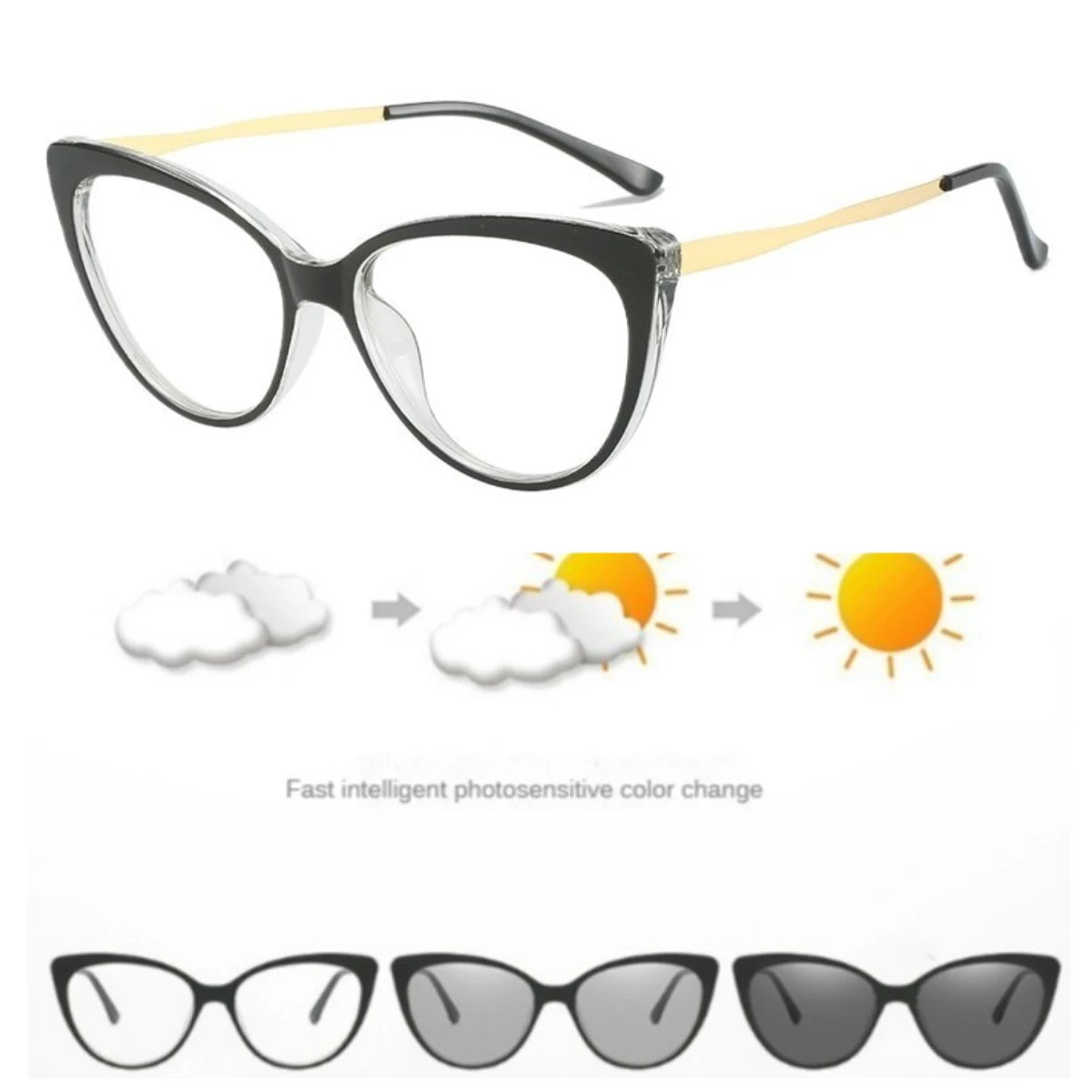 Women Photochromic Optical Glasses Men Anti Blue Light Cat Eye Eye Glasses Unisex Anti Radiation  Eyewear
