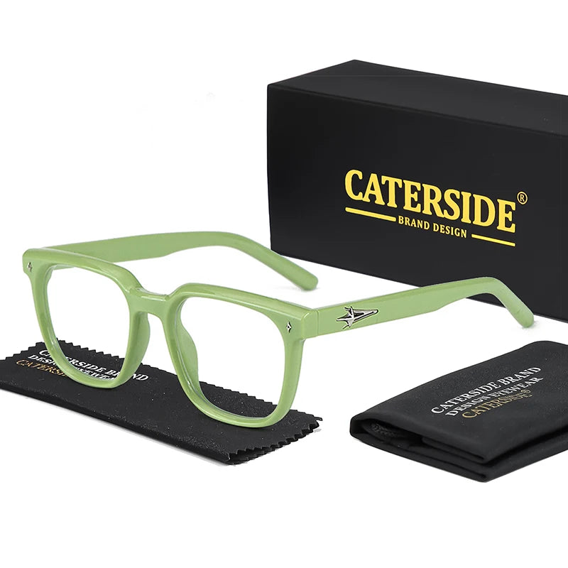 CATERSIDE New Flat Light Glasses Men Brand Design TR90 Square Frames Eyewear Women Business Minimalist Fashion Transparent Lens