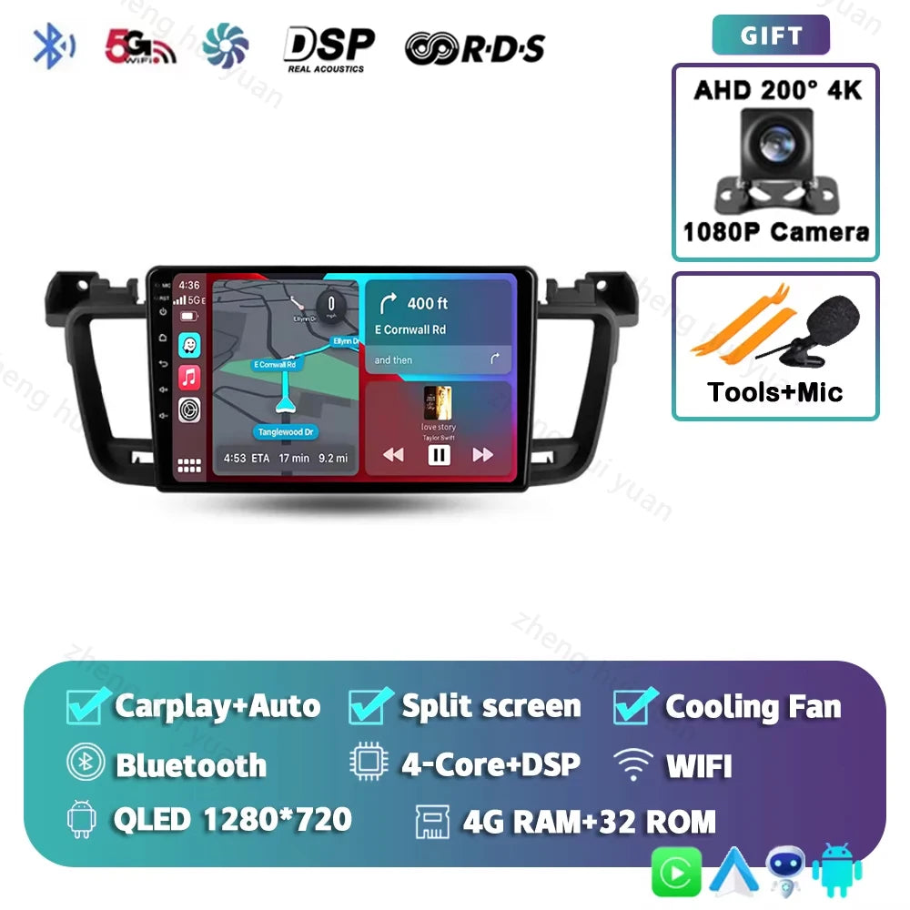 For Peugeot 508 2011 - 2018 Android 15 12+256GB CarPlay Auto Car Radio Multimedia Video Player GPS stereo Head Unit 4G WIFI