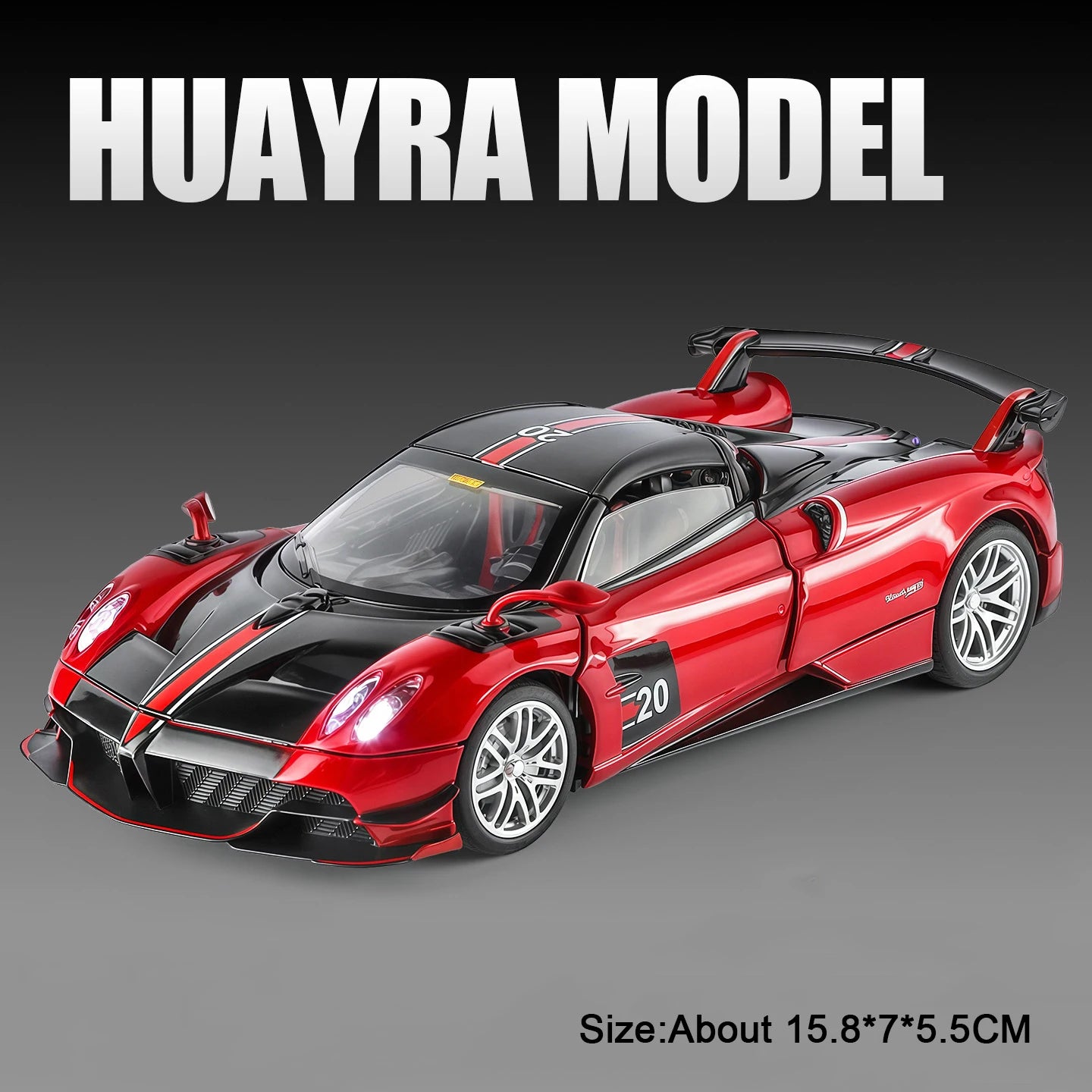 1:32 Pagani Huayra BC HP Diecast Alloy Sports Cars Model Toys with Sound Light Pull Back Doors Opened Vehice Boy Christmas Gifts