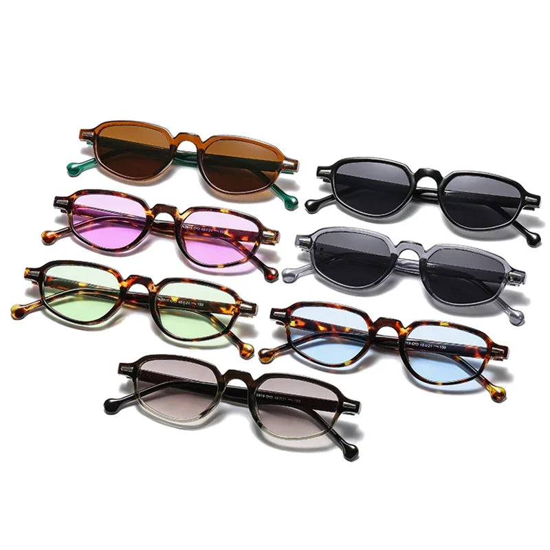 JNPCXI Ins Popular Fashion Small Cat Eye Women Sunglasses Retro Clear Ocean Lens Shades UV400 Men Rivets Sun Glasses