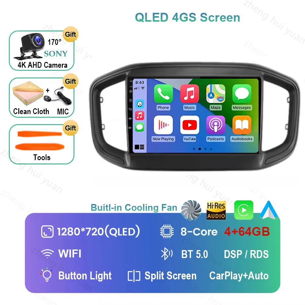 Android 16 CarPlay Auto Car Radio Multimedia navigation video Autoradio Stereo For Fiat Strada 2020 - 2022