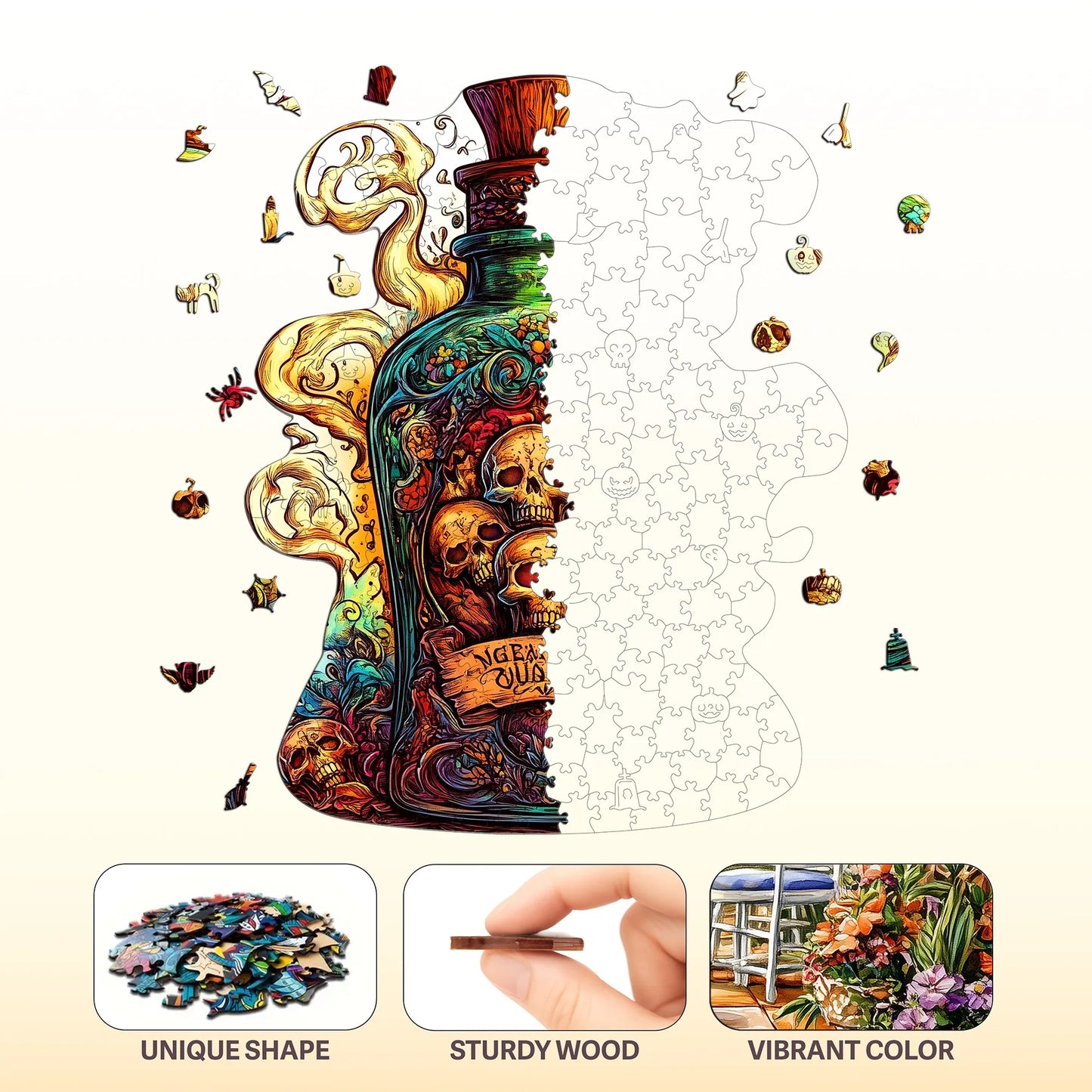Creative Interesting Wooden Jigsaw Puzzle Wooden Home Decor Christmas and Halloween Gift Toy For Teen And Kid