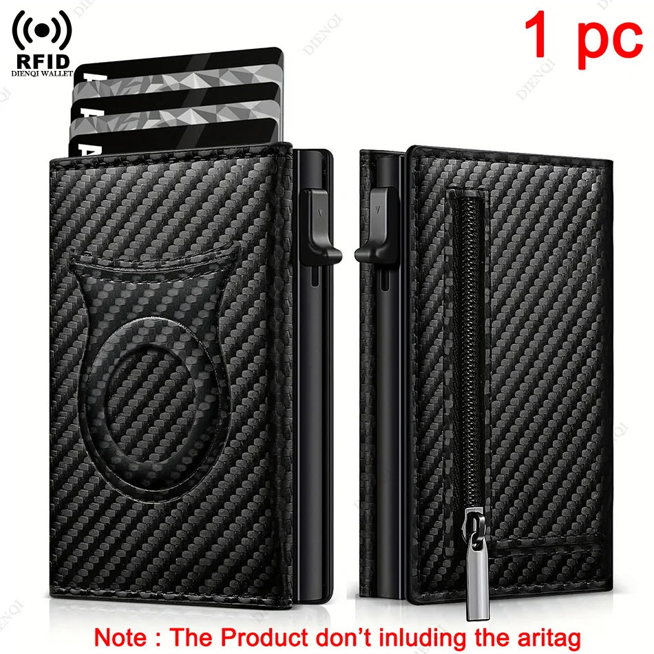 Anti-Theft Carbon Fiber Wallet Credit Card Holder Minimalist Coin Purse AirTag